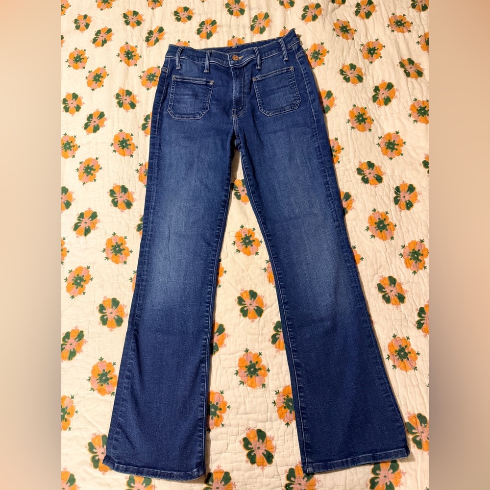 MOTHER Women's Straight Leg Blue Jeans